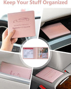 Mymazn Car Registration & Insurance Holder - PU Leather Document Holder with Magnetic Closure for Driver's License & Essential Papers, Pink