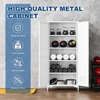 Metal Storage Cabinet-61” Tall Steel File Cabinets with Doors and 4 Adjustable Shelves-White Steel Storage Cabinet for Home,Kitchen, School, Office, Garage