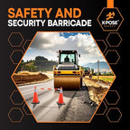Retractable Barrier for Safety Traffic Cones - 2" OD - Large Yellow and Black Bar Barricade - for Road Construction, Parking, Warning, Temporary Security Divider (360, Orange & White, 72" x 120")