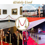 4PCS Top Crown Decoration Gold Stanchions Posts with 3PCS 5 ft Red Velvet Rope, Red Velvet Rope Stanchion Set Crowd Control Barriers, Stanchions and Velvet Ropes Red Carpet Poles for Party Supplies