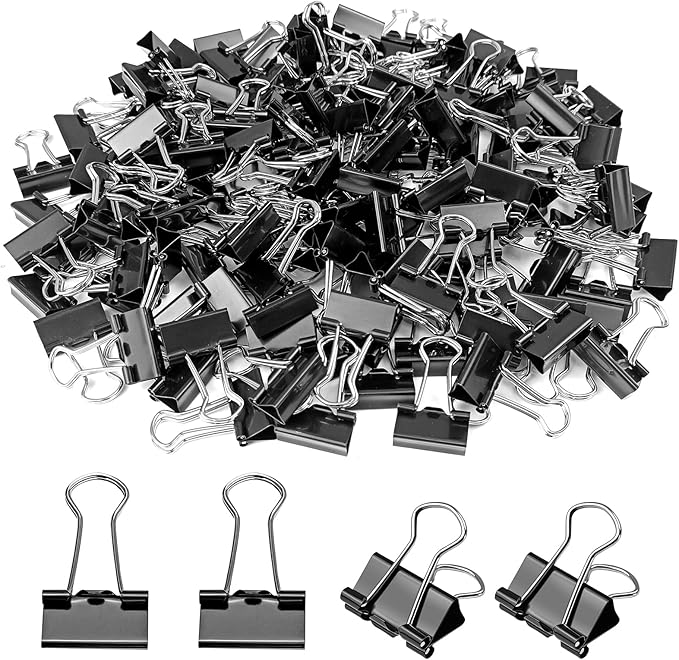 150pcs Binder Clips,0.75in Small Binder Clips Black Clips Office Supplies Black Paper Clips Paper Clamps Mini Clips for Office Home School Bussiness