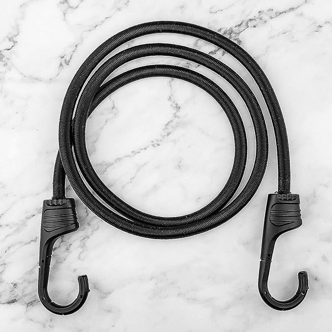 ZHOUBIN 48 Inch Black Bungee Cords with Hooks Heavy Duty, 1 Pcs