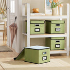 Huolewa File Organizer Boxes with Lids, Linen Hanging Filing & Storage Box with Plastic Slide for Office/Decor/Home, Universal Hanging Filing Organization Box for Letter/Legal Folder