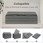Medium 15" 21 Quart Collapsible Stackable Storage Bins with Lids, 5 Packs Grey Foldable Fabric Closet Boxes Heavy-duty Linen Cube Baskets Container for Bedroom Office (15 x 11 x 8)
