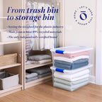 HOMZ 8-Pack Secure Latch, Clear Plastic Storage Organizer Bins, 31 Quart, Blue Latches - Stackable Container Boxes for Bedroom, Bathroom, Garage, and Office Organization