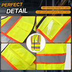 Hi Vis Vest for Men Women High Visibility Mesh Vest with 5 Pockets,Safety Vest with Reflective Trips, Breathable,(GR720-Yellow,4XL).