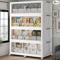 960QT Extra Large Stackable Storage Bins with Lid, 240Gal Plastic Closet Organizers and Storage Drawer, Collapsible Cabinet Box with Wheels Clear Doors for Home Kitchen Office, 4Pack White
