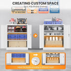 Metal Garage Storage Cabinets with Lock, 36" Tall Tool Cabinet with 2 Door and 2 Adjustable Shelves, Locking Garage Cabinets and Lockable Steel Locker for Home Office Warehouse - (White-36”H)