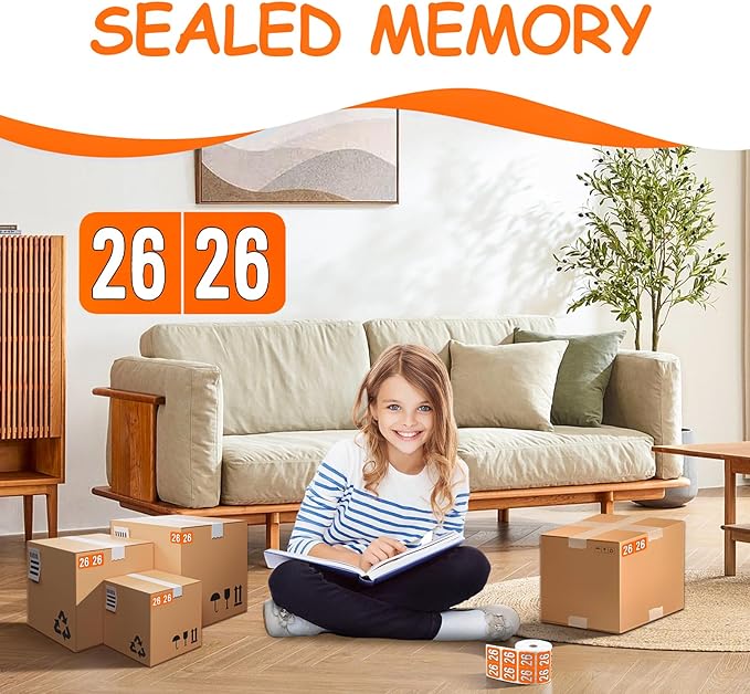 500 Pcs 2026 Year Stickers, Waterproof File Folder Labels, Self-Adhesive Rectangle Tabs for End Folders and Envelopes, Number Tabs, Office and Home Supplies (Orange)