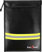 Fireproof Waterproof Money Document Bag - 15" x 11" Upgraded Zipper Bags, Fire & Water Resistant Storage Organizer Pouch for A4 A5 Documents Holder,File,Cash,Jewelry,Passport,Tablet,Laptop (Black)