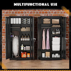 Greenvelly Metal Storage Wardrobe Cabinet with Doors, Black 72” Steel Wardrobe Closet, Employees Locker Closet Clothing Coat Steel Wardrobe Cabinet with Hanging Rod for Home Office Room School