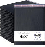 Black Small Bubble Mailers 4x8 Inch #000 | Thick Padded Poly Mailer Envelopes | Mailing Trading Card Sports Card Bubble Envelopes | Water & Tear Resistant | 500 Pack Bulk