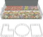 FXW Garden Fence Outdoor for The Yard – 45in(H) x 54.7ft(L) Heavy Duty Metal Animal Barrier for Dog and Rabbit, Decorative Dog Fence, 24 Panels, Silver