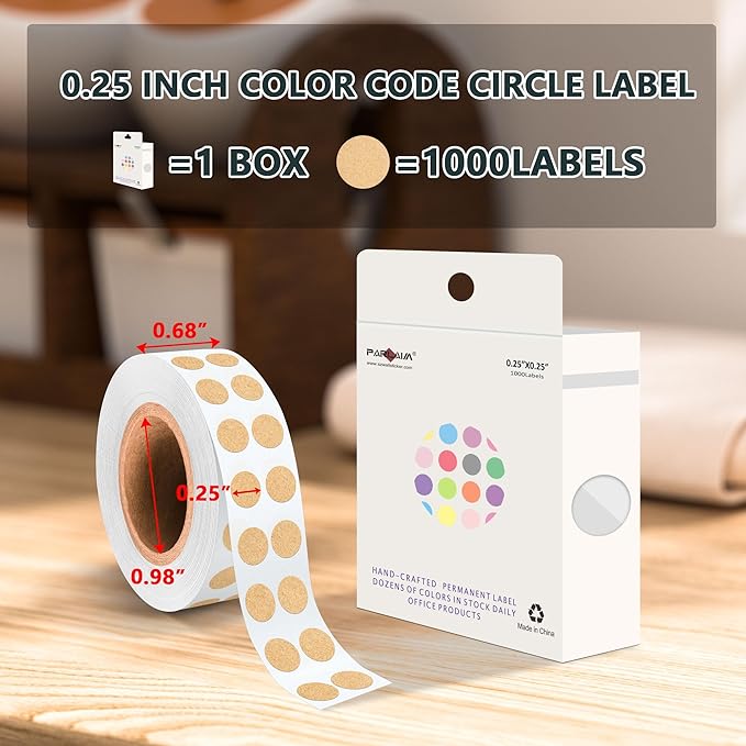 PARLAIM 1/4 Inch Round Adhesive Color-Code Dot Stickers,4000 Circle Coding Label Stickers for Office Classroom Kraft