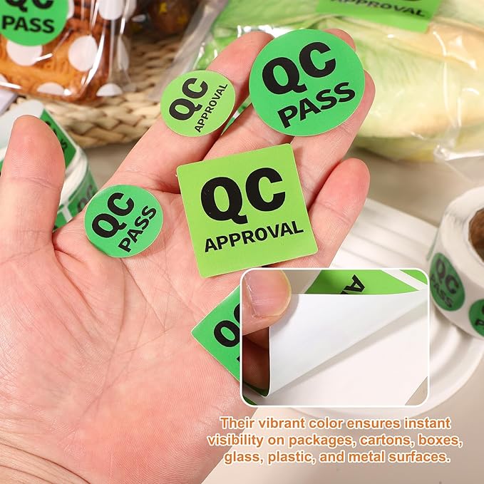 PATIKIL 360 Pcs 1 Roll QC Approval Labels, 1 Inch Square Inventory Control Adhesive Round Labels Food Service Quality Control Stickers for Warehouse Management Inspection, Light Green
