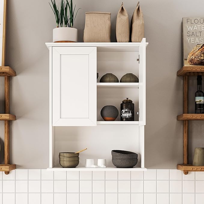 Bathroom Wall Cabinet, Over The Toilet Storage Cabinet, 23x29 Inch Medicine Cabinet with 2 Door & Adjustable Shelf, Bathroom Cabinet Wall Mount for Laundry Room, Kitchen, Small Spaces