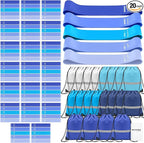 Sratte 120 Pcs Workout Loop Resistance Bands Bulk, Gym Elastic Bands Set for Fitness Sport Class Students Members Gift Physical, 5 Pieces Each Set, with Large Drawstring Backpack Bags