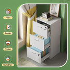 DEVAISE 3 Drawer File Cabinet with Lock, Vertical Wood Filing Cabinet for Home Office, Printer Stand for Letter and A4 Size, White
