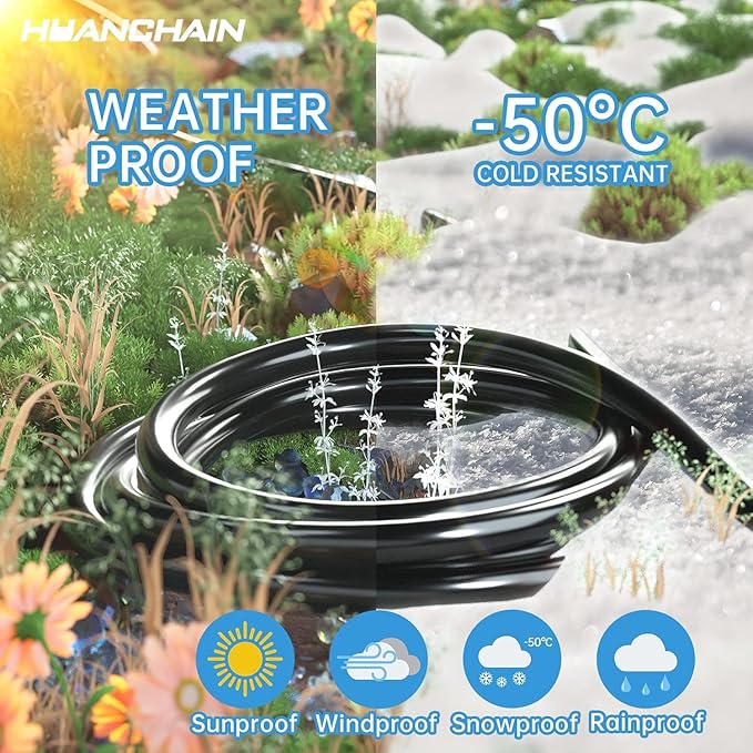 HUANCHAIN Indoor Outdoor Black Extension Cord 25 ft 2 Pack Waterproof, 16/3 Gauge Flexible Cold-Resistant Appliance Cable Outside, 13A 1625W 16AWG SJTW, 3 Prong Electric Cord, ETL