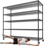 3200LBS Storage Shelves Wire Shelving with Wheels,Adjustable Garage Shelving Heavy Duty Steel Metal Shelving Unit Shelf Rack for Warehouses,Garage,Kitchen,School,Commercial,73" H X 60”W X 18" D