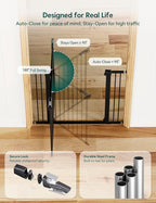 Babelio Metal Auto Close Baby Gate PressGuard P7,Extra Wide Pet Gate for The House and Doorways, Pressure Mounted Walk Thru Child Gate with Door (Black, 30" Tall 29"-48" Wide)