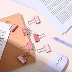 Temiary 208 Pcs Metal Binder Clips, Assorted Sizes Extra Large, Large, Medium, Small, Mini, Micro Binder Paperwork Clip, Morandi Colored Paper Clamps Bulk for Office, Home, School (Pink)
