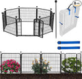 ADAVIN Garden Fence Panels, 36 Inch High, Black, Modern Style, 8 Panels Total 17.7 Ft(L) Tall, Low Threshold Door, Anti-Dig Fence Barrier