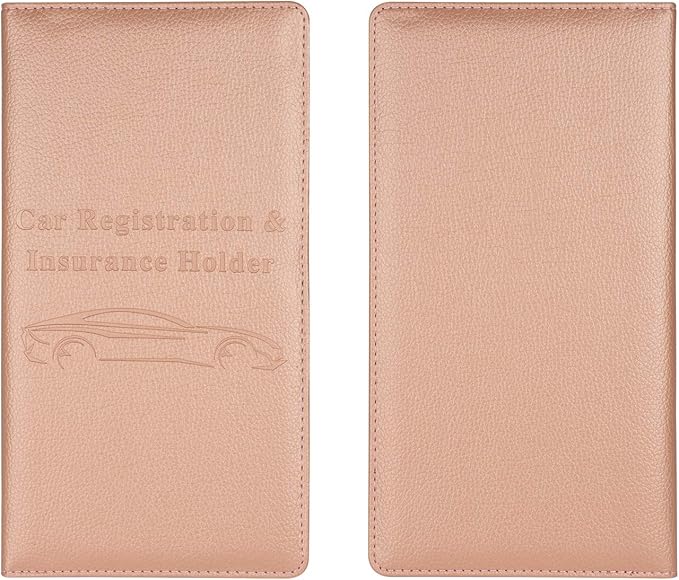 Cacturism Car Registration and Insurance Holder, Vehicle Glove Box Car Organizer Men Women Wallet Accessories Case with Magnetic Shut for Cards, Essential Document, Driver License, Rose Gold