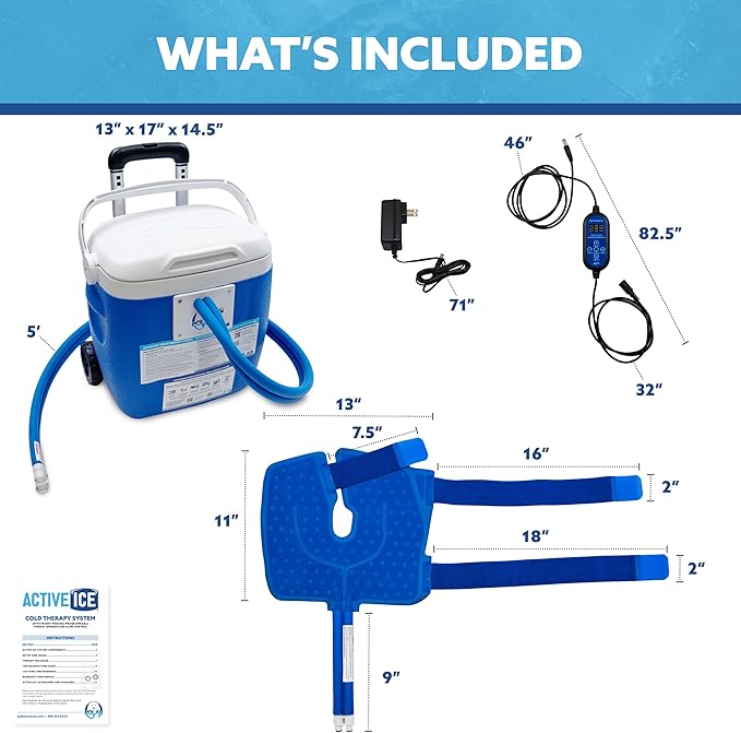 Polar Active Ice 3.0 Cold Therapy Ice Machine System with Programmable Timer, Knee and Joint Compression Pad, Lightweight 16 Quart Cooler, Quiet Pump, Strong Cryotherapy Pain Relief Treatment
