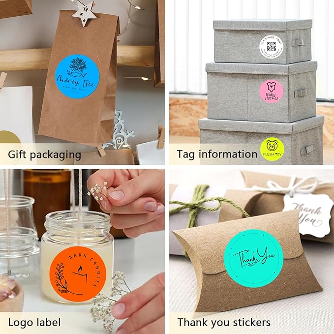 3 X 3 Inch Round Thermal Labels Circle Color Coding Labels Printable Waterproof 500PCS Round Stickers Adhesive Writable for Office, Garage, DIY Sticker, Barcodes, Name Tag, Fluorescent Blue