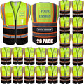 BeautyWill Custom Logo 10/20 Pack Safety Vest Class2 High Visibility Vest with Pockets Breathable Construction Vest Bulk