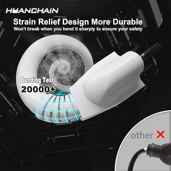 HUANCHAIN 25 FT 16 Gauge White Indoor Outdoor Extension Cord Waterproof, Flexible Cold Weather 3 Prong Electric Cord Outside, 13A 1625W 125V 16AWG SJTW, ETL Listed