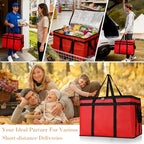Insulated Bags for Food Delivery, XXXL Pizza Delivery Bags for Hot and Cold Food, Large Capacity Reusable Cooler Bag Keep Food Warm for Grocery Shopping and Catering, Doordash, Travel