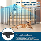 Metal Freestanding Dog Gate Outdoor-6 Panels with Door, Extra Wide Foldable Pet Fence with Pet Monitor Adapter, 32'' Height Tall Dog Gate for Doorways, Stairs, Hallways, Yard, Indoor