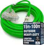 50 ft Outdoor Extension Cord Waterproof - 14 Gauge Heavy Duty Extension Cord 50 ft - Lighted Outdoor Extension Cords with Multiple Outlets - Watts Wire - 50' Grounded - extensiones electricas