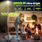 Camping Light with Stand, 8.4 FT Rechargeable Work Light, 6000mAh 3000/4000/6500K Dimmable Portable LED Work Light 3000LM for Outdoor,Sports, Emergency, Gift(Remote and Carrying Bag Included)