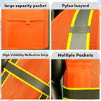 BeautyWill Custom Safety Vest Customized Logo Class 2 High Visibility Reflective Vest with Pockets Construction workwear