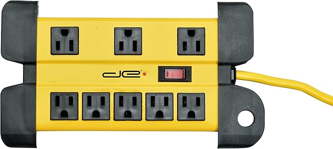 Digital Energy 15 Foot Long Surge Protector 8-Outlet Heavy Duty Metal Mountable 1050 Joules Protection Extension Cord Power Strip with Cord Management, 15 Foot Long Extension Cord, UL Listed