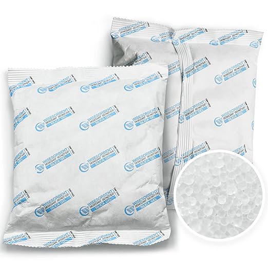 2 Packs 500 Gram Food Safe Silica Gel Desiccant Packets, Premium White Silica Gel Beads Packs, Dessicant Bags, Silica Gel for Storage