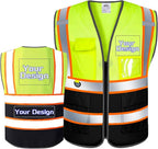 Custom Safety Vest with Logo Pockets High Visibility Reflective Vests Construction Security Workwear