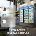 Wilprep Commercial Refrigerator, 72.4 cu. ft. Upright Beverage Display Refrigerator with LED Lighting, 78.1" Swing Glass Door Merchandiser Fridge, ETL, ETL sanitation Listed
