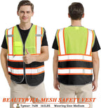 10 Pack Custom Safety Vest Customized Logo Mesh Vest Class 2 High Visibility Reflective Vest with Pockets Workwear（Yellow Black，L ）