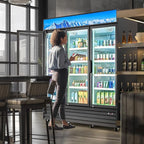 Wilprep Commercial Refrigerator, 72.4 cu. ft. Upright Beverage Display Refrigerator with LED Lighting, 78.1" Swing Glass Door Merchandiser Fridge, ETL, ETL sanitation Listed