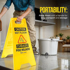 SIMPLI-MAGIC 24" Height Wet Floor Caution Signs, 6 Pack – Double-Sided, Bilingual & Foldable Safety Warning Sign – Commercial Grade, Yellow