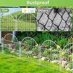 10 Panels No Dig Decorative Garden Fence for Yard, 24in (H) x 20ft (L) Rustproof Metal Wire Panel Border Animal Barrier Fencing for Dog, Rabbits, Flower Bed Edging Ornamental with Ground Stake, White