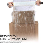 Modern Innovations 15 Inch Clear Stretch Wrap Roll with Handles (2 Rolls-2000 Feet) Heavy Duty Shrink Wrap for Moving, Packing Supplies for Wrapping Furniture, Industrial Plastic Pallet Cling