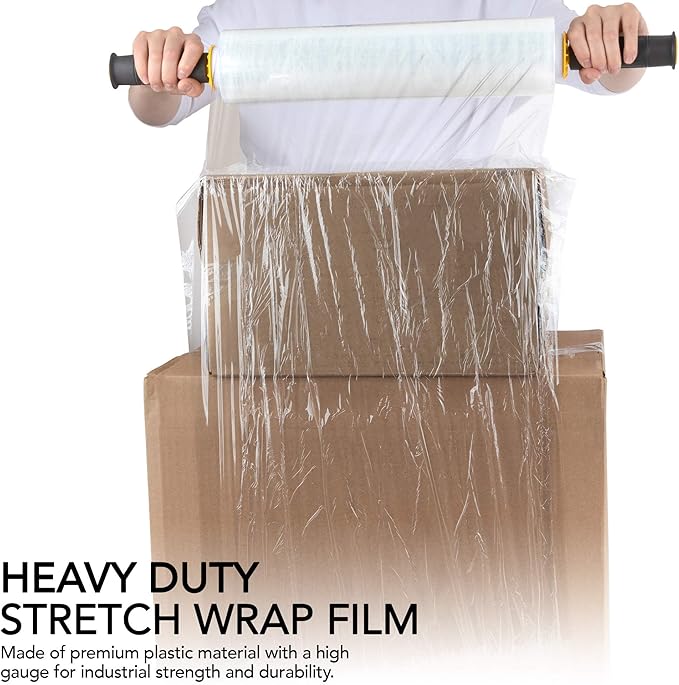 Modern Innovations 15 Inch Clear Stretch Wrap Roll with Handles (2 Rolls-2000 Feet) Heavy Duty Shrink Wrap for Moving, Packing Supplies for Wrapping Furniture, Industrial Plastic Pallet Cling