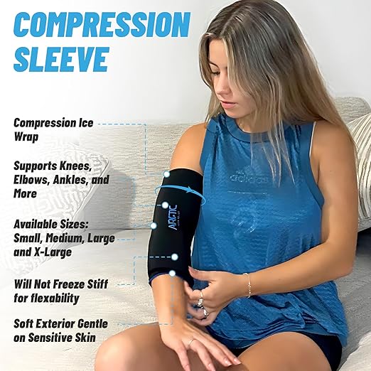 Value 2 Pack - Cold Therapy Compression Ice Sleeve, Knee Ice Pack Wrap for Injuries, Elbow, Quad & Hamstring Relief, Flexible & Reusable Cold Wrap Recovery for Meniscus, ACL, MCL, Ice & Heat Therapy