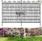 15 Panels Tall Garden Animal Barrier Fence with Gate, 33 in(H) X 36.8 ft(L) No Dig Decorative Garden Fence Outdoor for Yard, Heavy Duty Rustproof Metal Edging Border for Dog, Rabbits