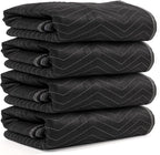 US Cargo Control Moving Blankets 72"x80" 4-Pack, (65 lbs/doz weight), Heavy Duty Packing Blankets for Moving Furniture, Shipping, and Storage, Black Quilted Furniture Pads, MBDELUXE Econo Deluxe